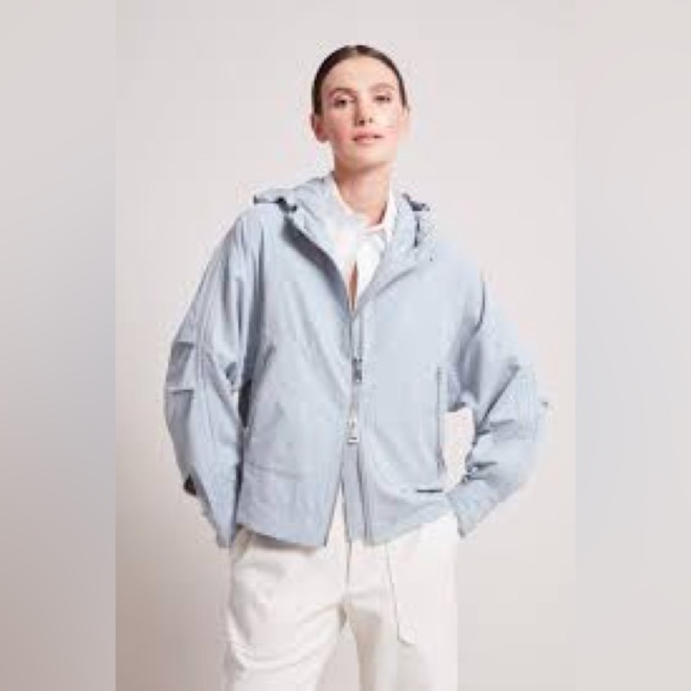Adroit Atelier Hooded Anorak Jacket Light Grey Blue Dove Size Small